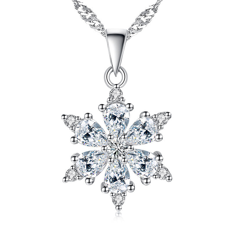 Chain Silver Plated Jewelry Lucky Snowflake Fashion Temperament Pendant