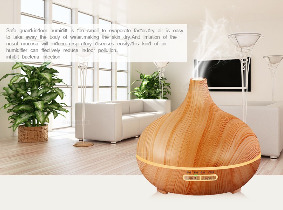 Aromatherapy Diffuser Wood Grain for Essential Oil Large Room with Remote Control