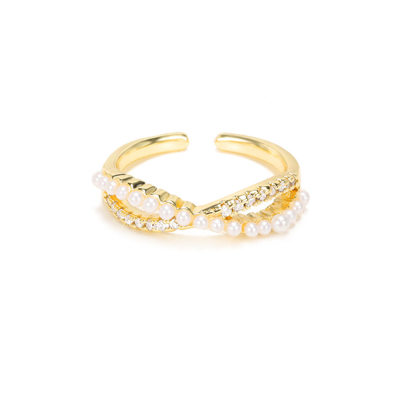 Adjustable Pearl Rings for Women Gold