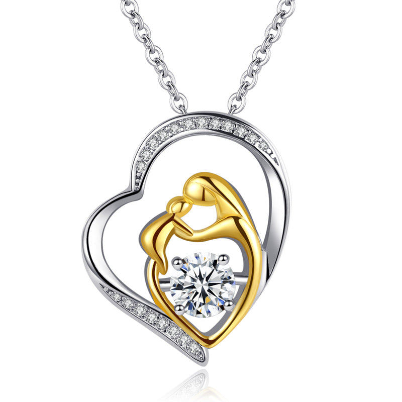 Silver & Pure Brilliance Love Heart Dancing Gemstone Necklace for Women