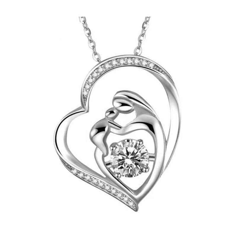 Silver & Pure Brilliance Love Heart Dancing Gemstone Necklace for Women
