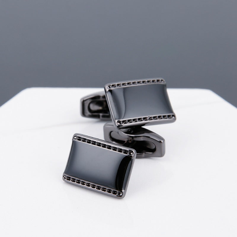 Men's Cufflinks and Face Grey Studs Formal Set in Black for Wedding