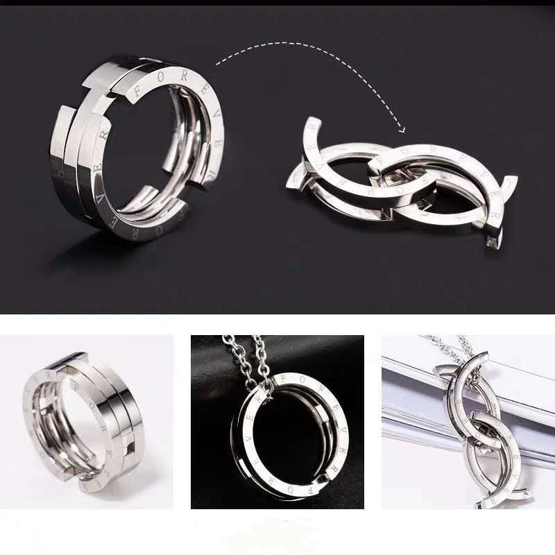 Fashion Deformation Ring Kissing Fish Creative Couple Necklace