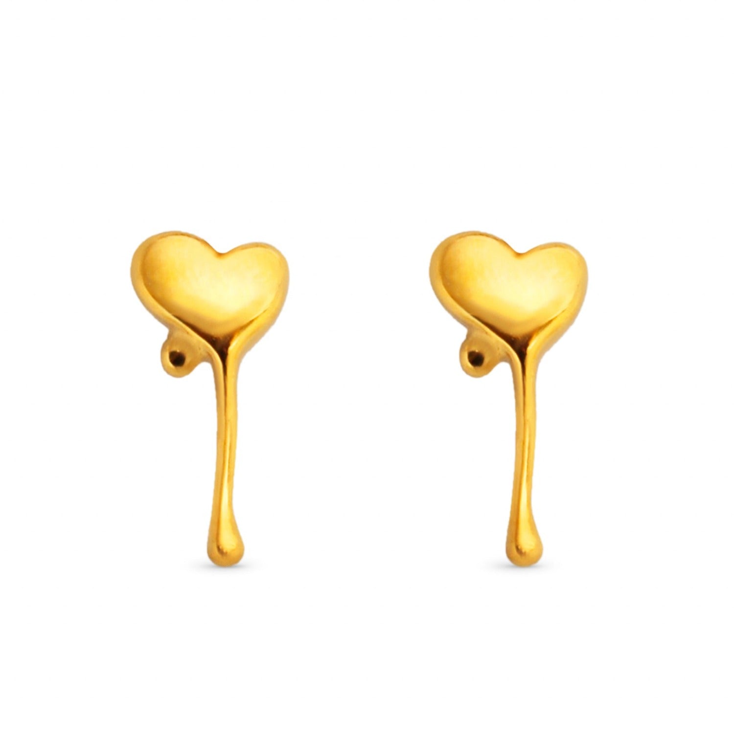 Gold Plated New-Design Cute Dripping Heart Stud Earrings 