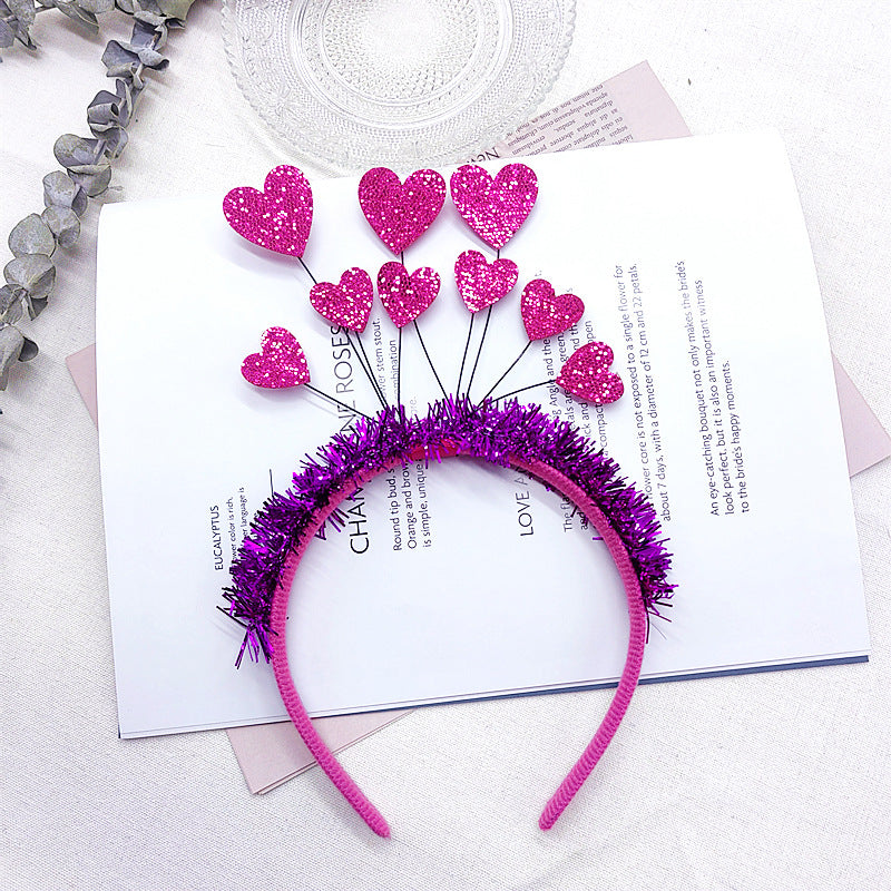Love Heart Headband Glitter Hoop Sequin Shaped for Valentines Day 