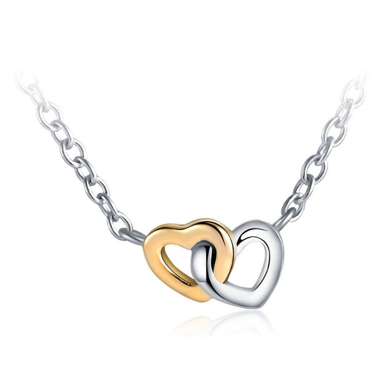 Dainty Double Copper Love Open Heart Chain Necklaces Gift for Girlfriend