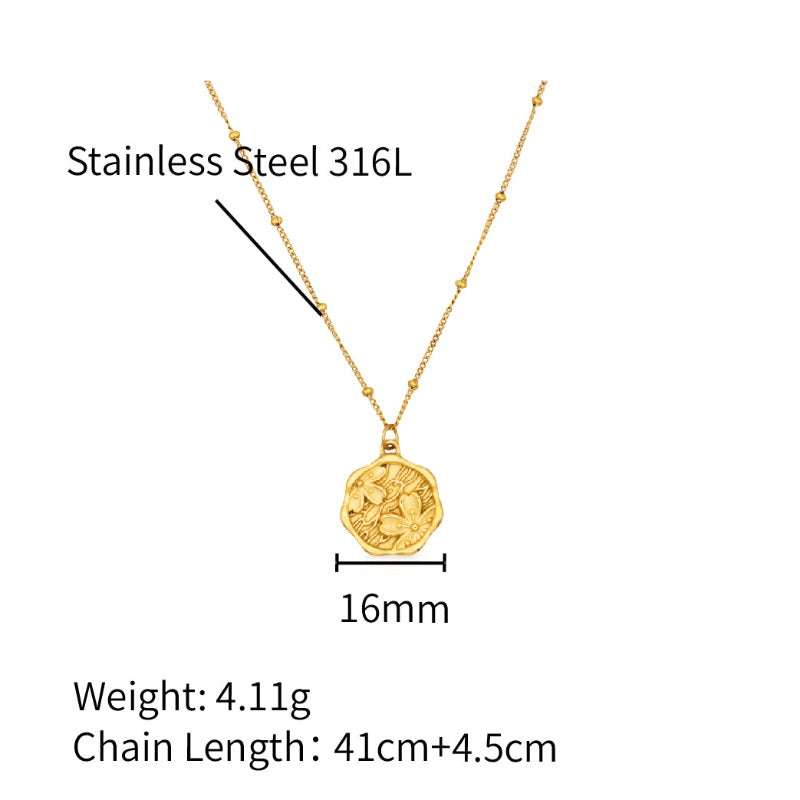 18k Gold Chain Birth Flower Pendent Necklace