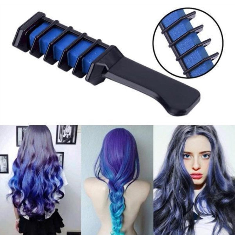 6 Color Temporary Bright Hair Chalk Comb Set For Girl Birthday Gifts