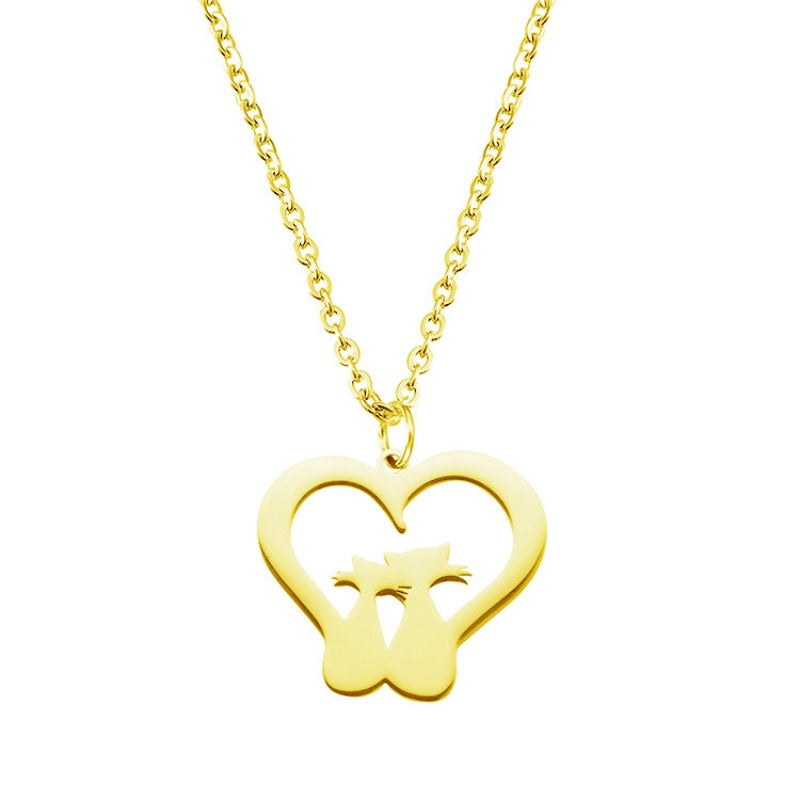 Cat Eternal Love Heart Family Women Necklace for Mother's Day