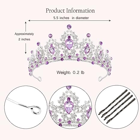 Purple Gems Crown For Women
