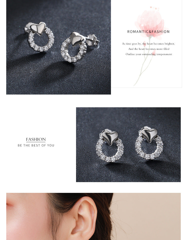 Modian Heart Earrings For Women 925 Sterling Silver Cubic Zirconia