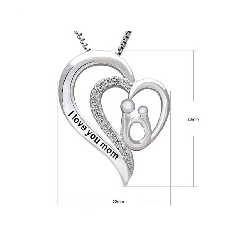 S925 Sterling Silver Heart Pendant Necklace for Mother's Day Gift
