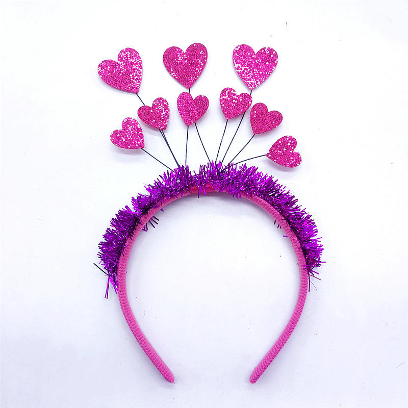 Love Heart Headband Glitter Hoop Sequin Shaped for Valentines Day 