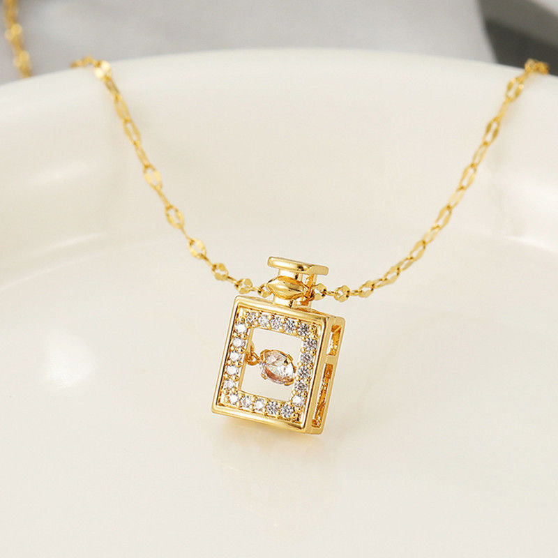 Romantic Zircon Perfume Bottle Clavicle Chain Necklace For Woman