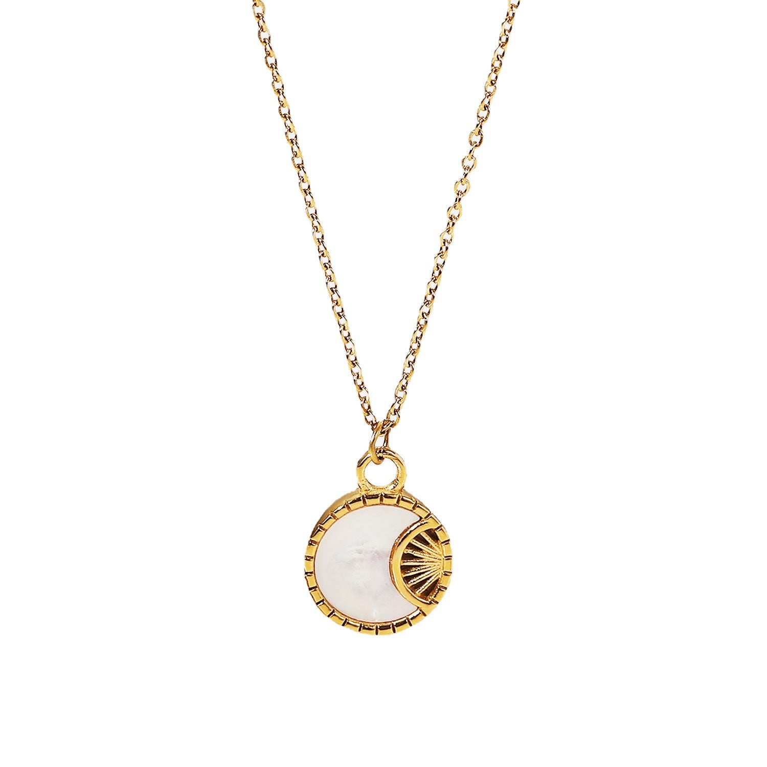 Sun and Moon Shell Pendant Necklace For Women