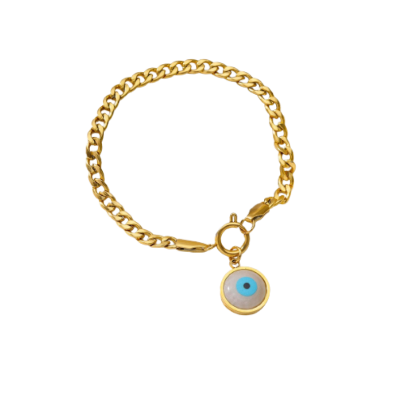 Evil Blue Eye Charm Chain Bracelet For Women