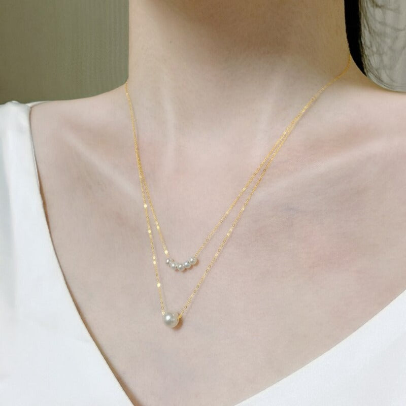 Faux Pearl Decor Layered Pendant Necklace
