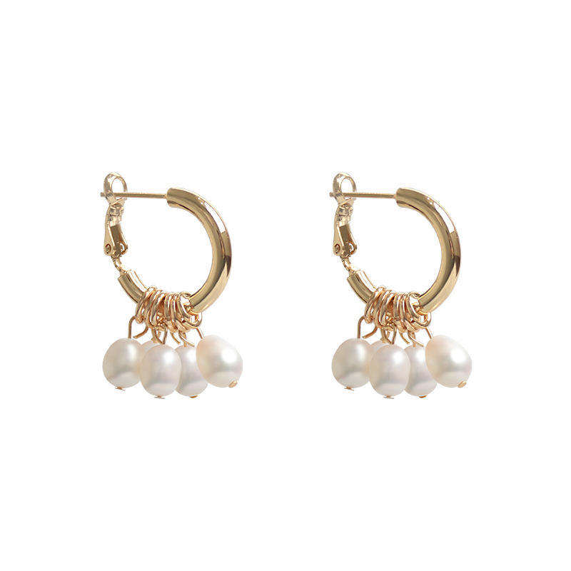 Korean Style Natural Freshwater Pearl Ring Earrings for Women