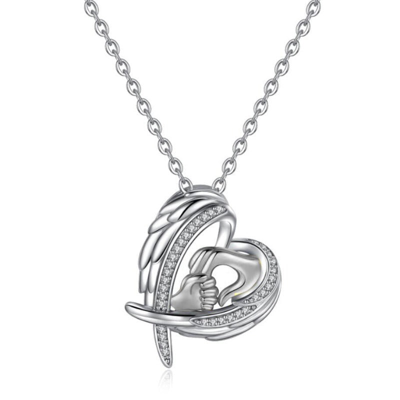 Holding Little Hands Love Heart by Mum Necklaces for New Mother's Day