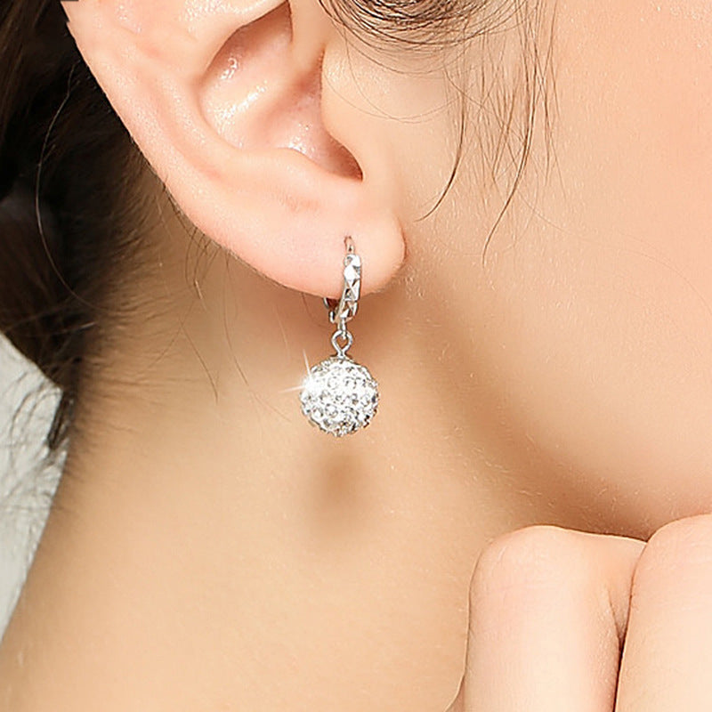 Snow White Crystal Drop Chinese Comfort Ball Shaped Earring for Women