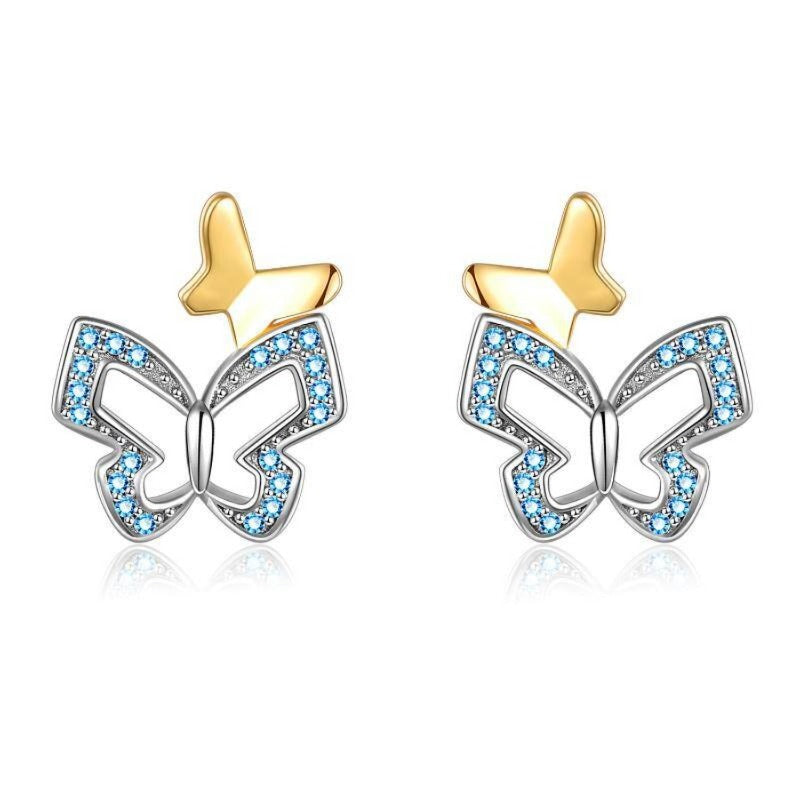 Sterling Silver Butterfly Earrings Hypoallergenic Stud Earring For Gifts