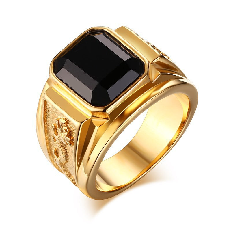 Gold Plated Red Zirconia Ring Luxury Men