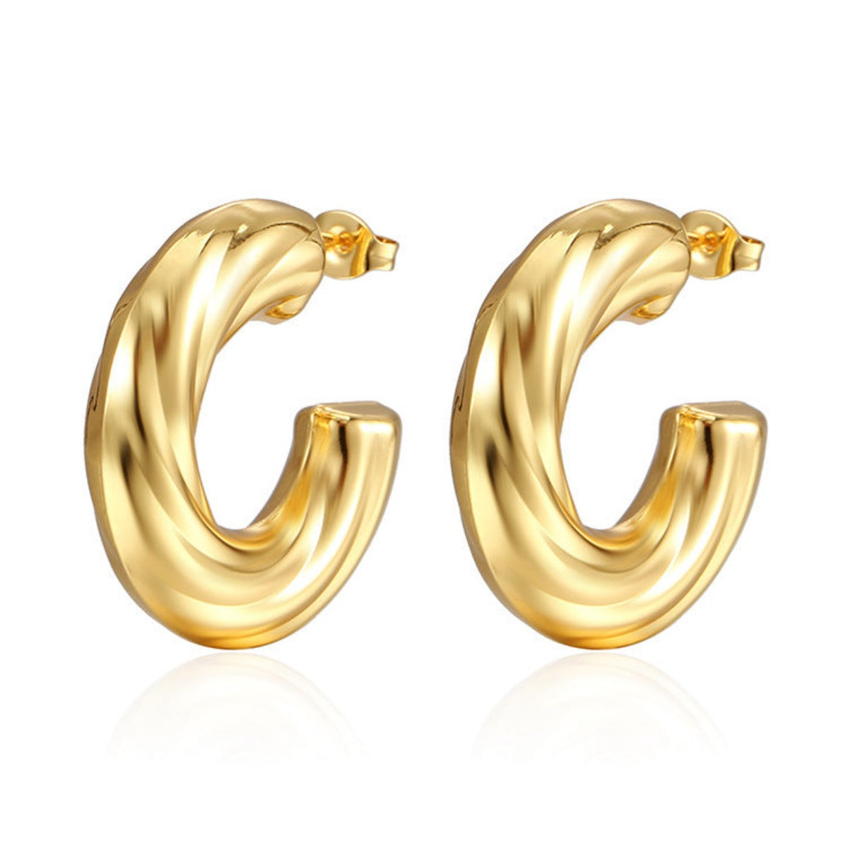 Retro Simple 18k Gold Pattern Hollow Titanium Steel Earrings