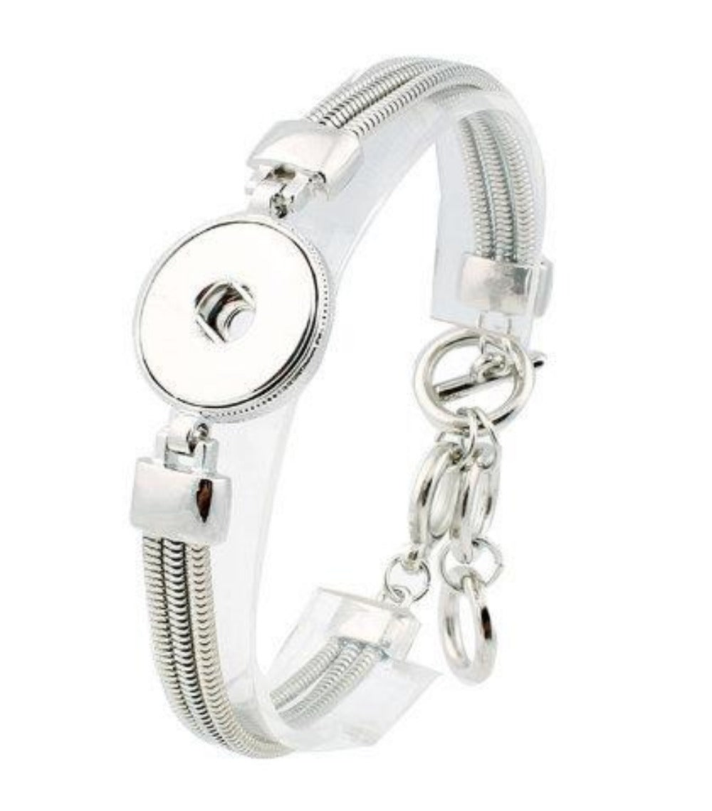 Bracelet - Snap Jewelry - Silver Plated One Snap Adjustable Bracelet 