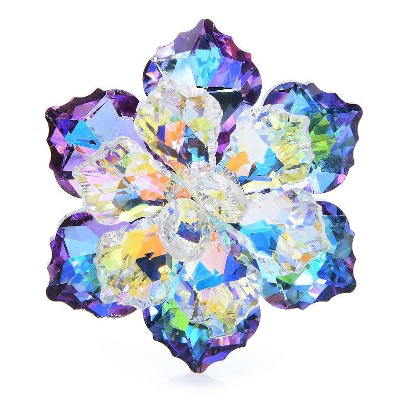 Shining Glass Flower Brooches For Women Office Party Brooch Pin