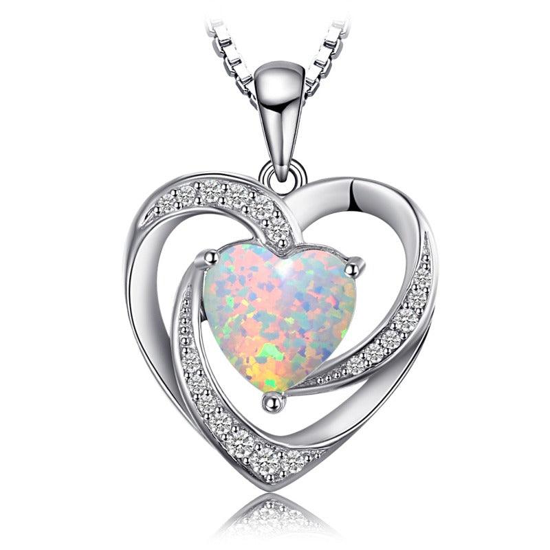 Heart Love Sterling Silver Pendant Necklace for Women No Chain - Glowovy