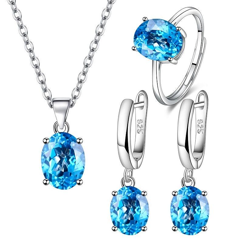 Crystal Silver Trendy Jewelry Sets For Women