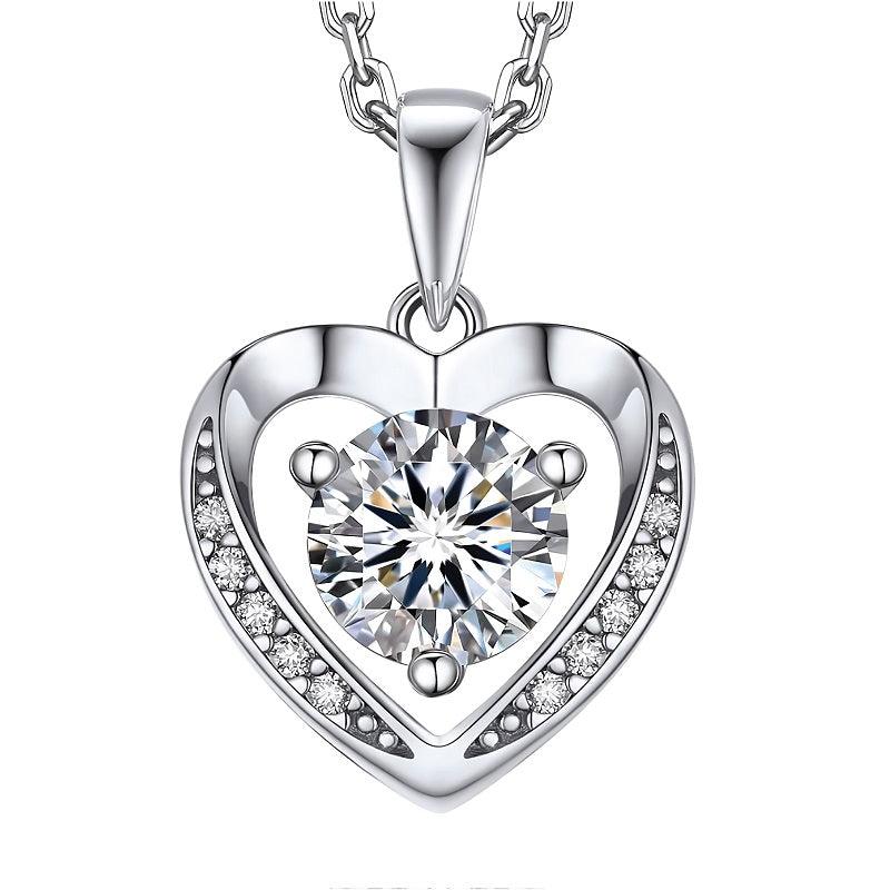 Carat Heart Pendant Diamond Necklace For Women