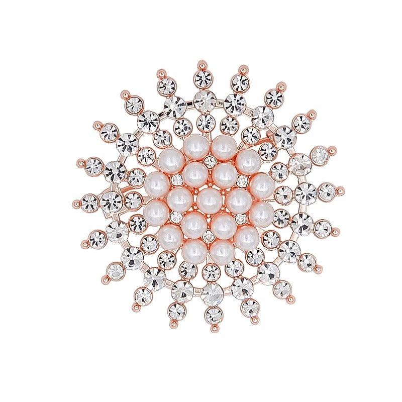 Vintage Crystals Rhinestone Pearl Brooch For Women Jewelry