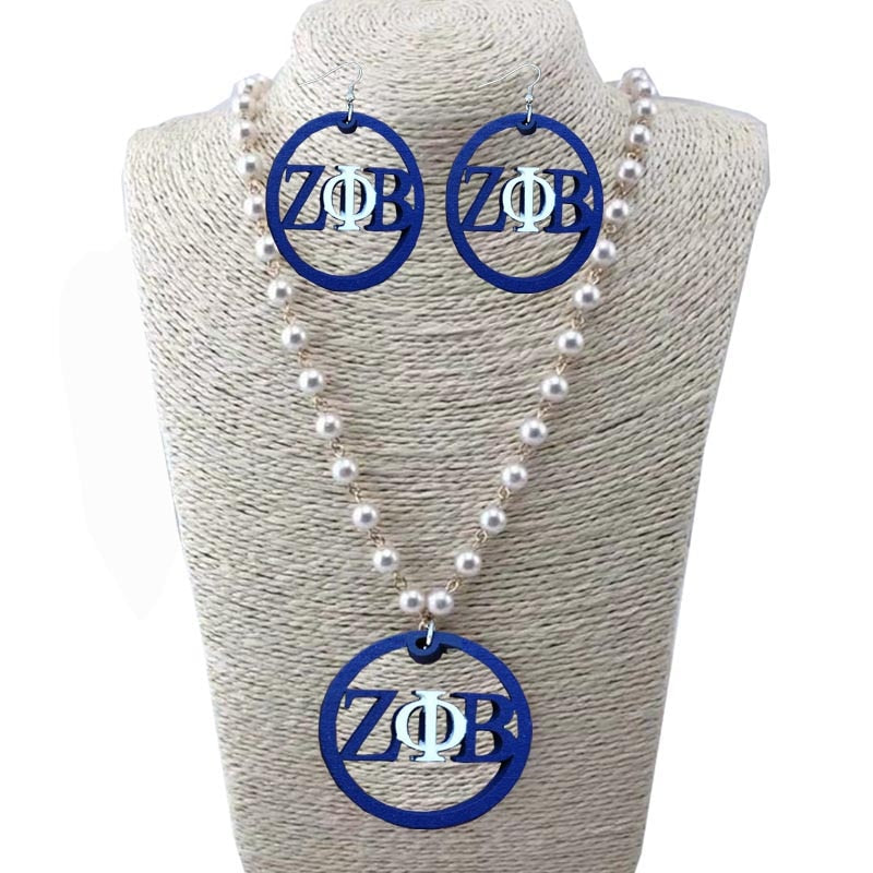 Zeta Phi Beta Pearls Necklace Jewelry set