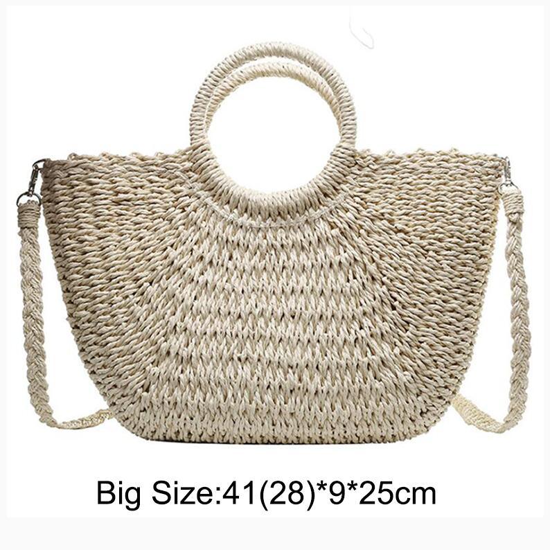 Summer Beach Handmade Large Straw Tote Bag Women's Handbag