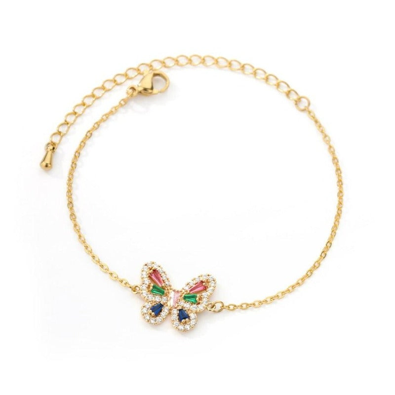 Sweet Shining Colorful Zircon Butterfly Bracelet For Women