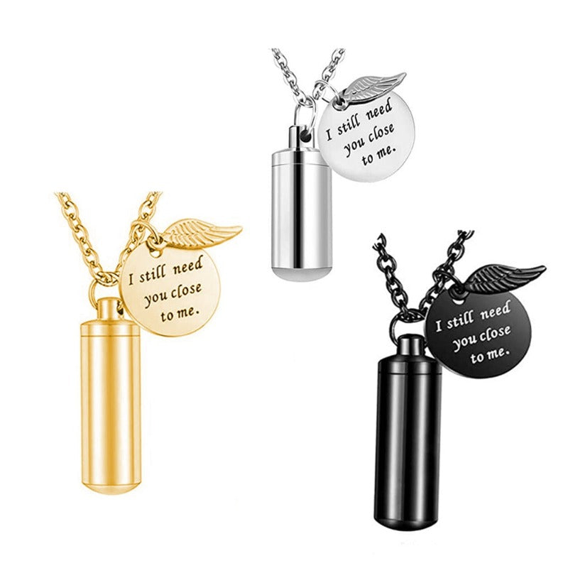 Stainless Steel Cremation Jewelry Urn Necklace pet Memorial