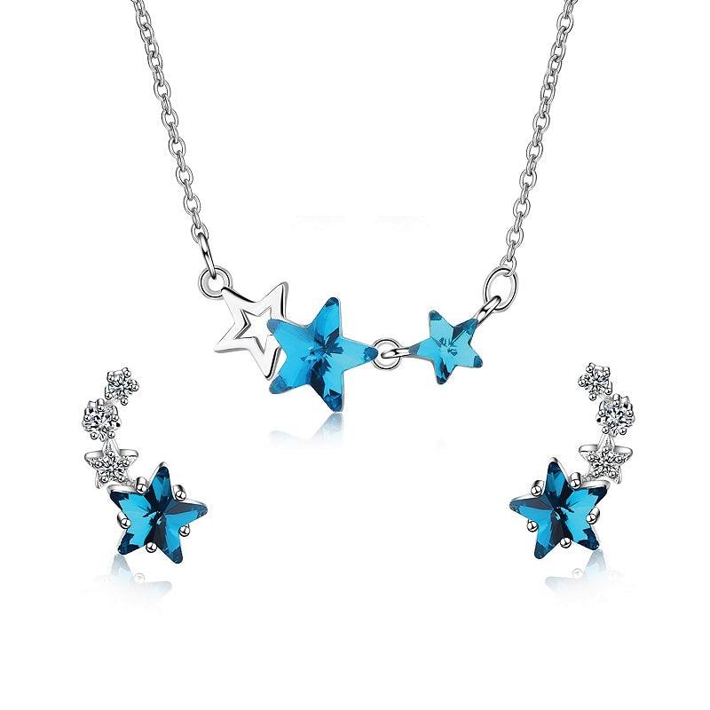 Blue Star Sterling Silver Jewelry Set For Women Fashion Party Girl