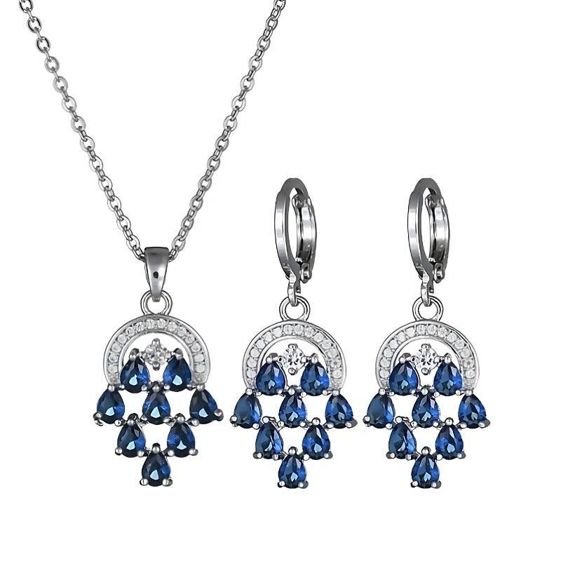 Zircon Jewelry Set For Women Blue Stone