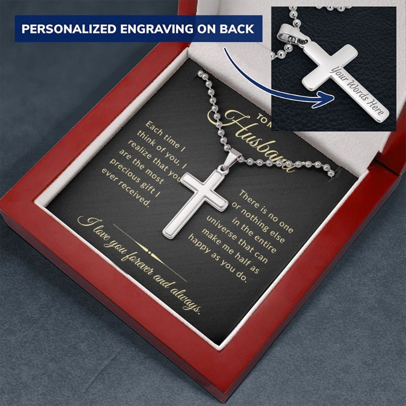To My Husband- Personalized Cross Necklace