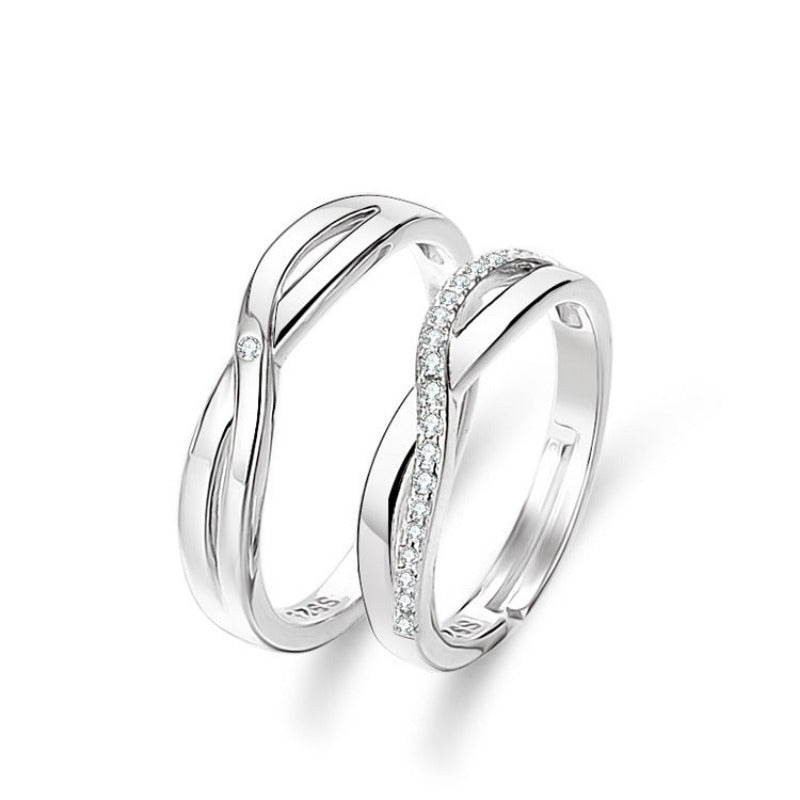Korean Version Of Diamond-encrusted Couples Ring Bow Opening Cross