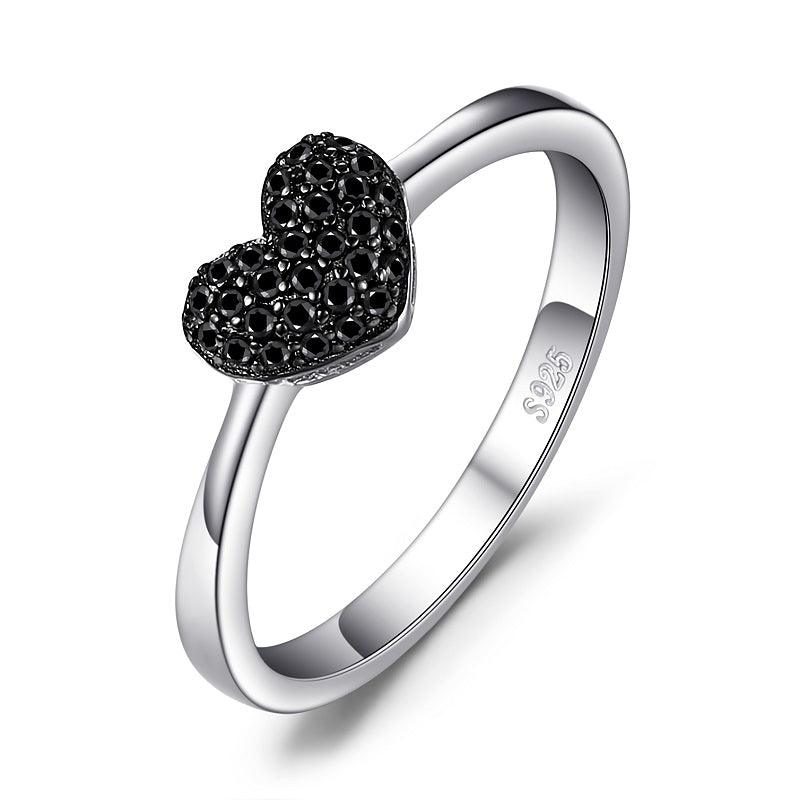 Natural Black Spinel Promise Ring Gemstones Jewelry for Women